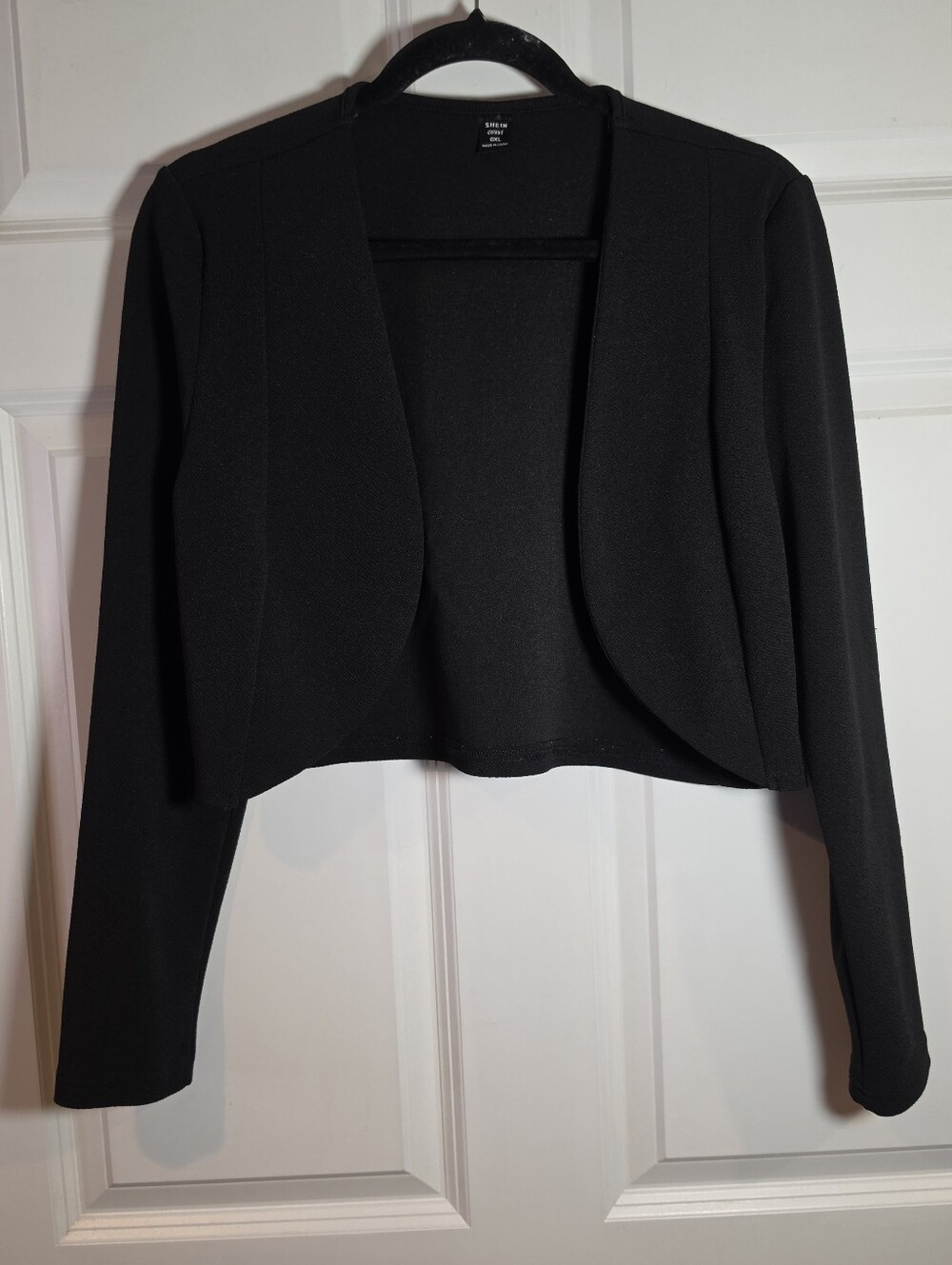 Shein Cropped Black Open-Front Women’s Jacket 0XL